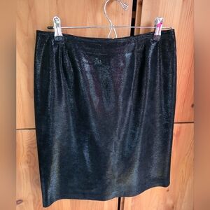 Danier Black Shiny Leather Pencil Skirt Size 8